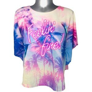 FEELIN’ FINE CROP TOP COLOUR SPLASH TEE WOMEN SIZE MEDIUM
